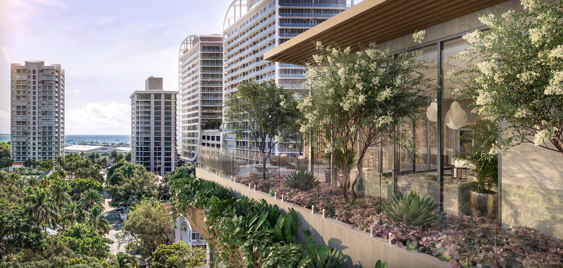 Outdoor lounge with planting