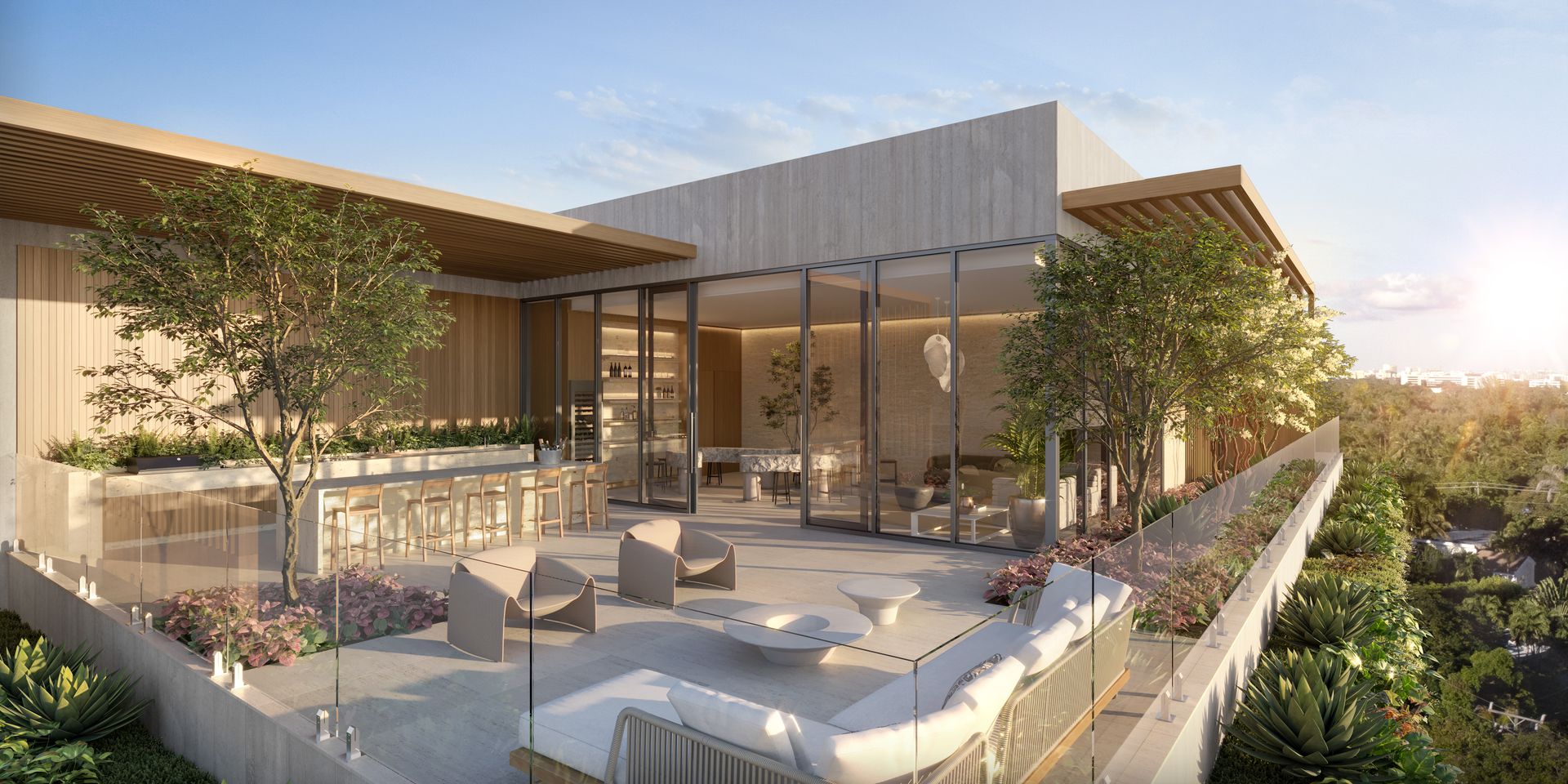 Outdoor lounge with kitchen and barbecue